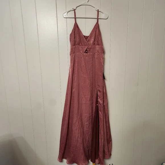 NWT Lulus Endless Elegance Rose Satin Sleeveless Maxi Dress Size XL Extra Large - Picture 3 of 6